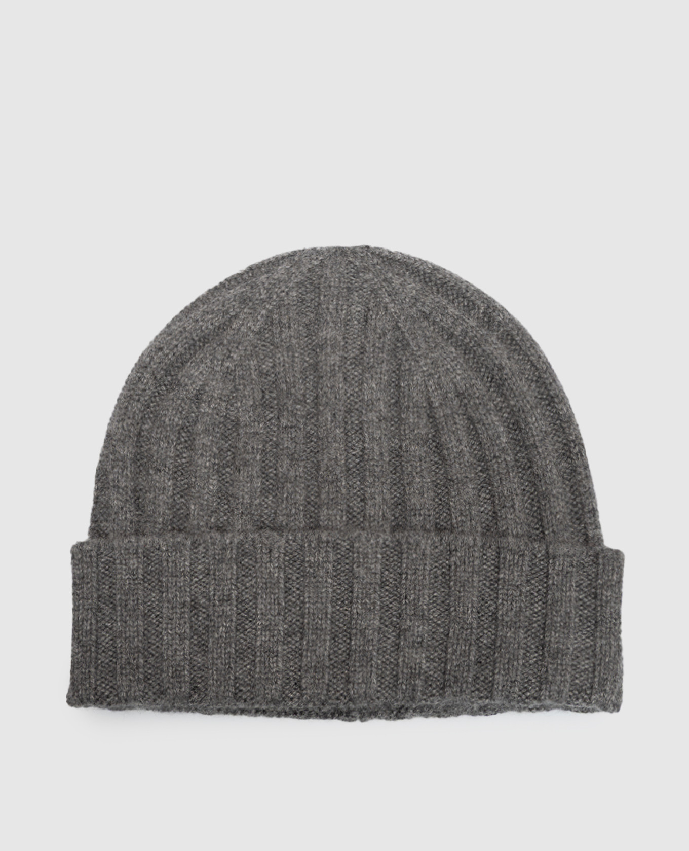 Grey ribbed cashmere hat