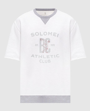 Brunello Cucinelli White T-shirt with print and cuffs MR8313378G
