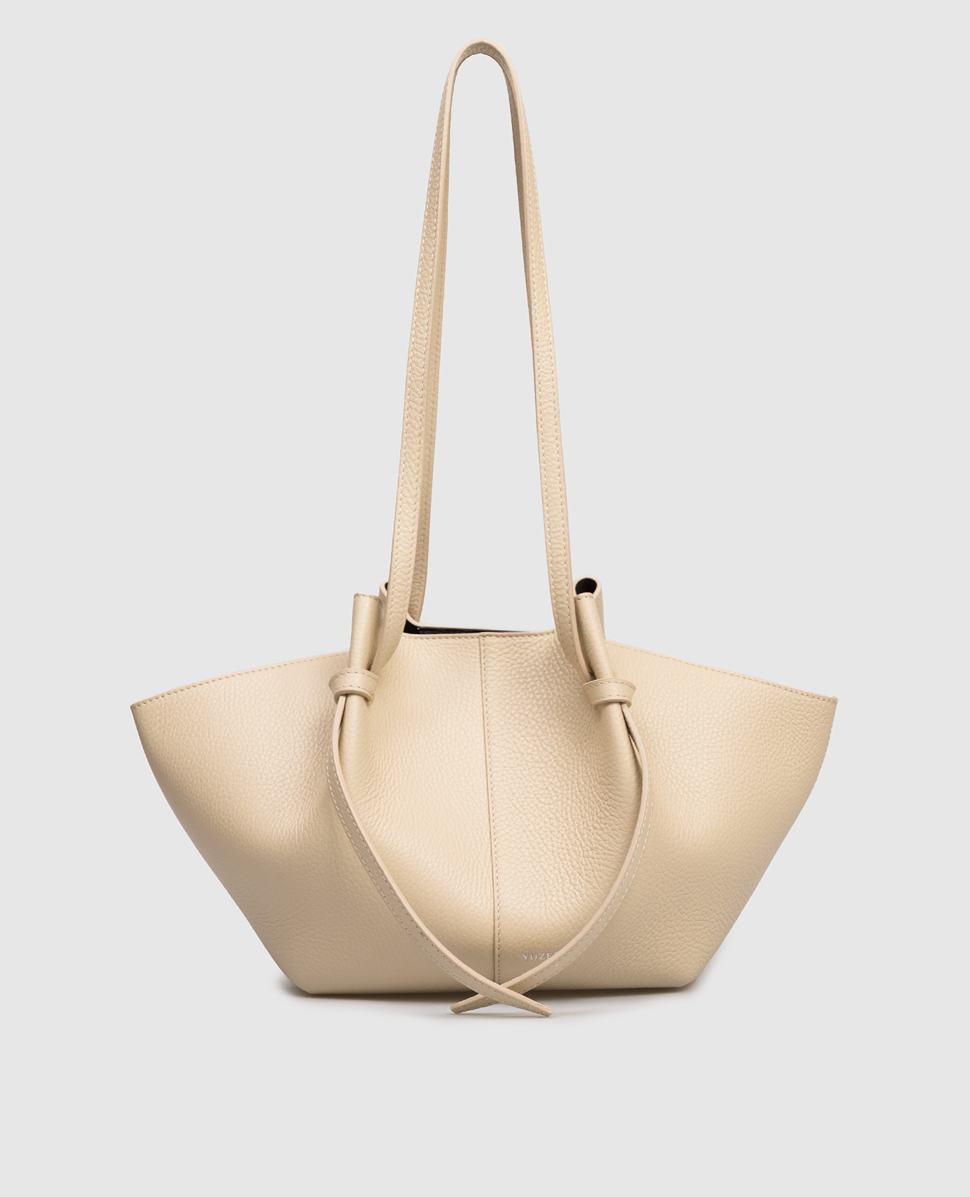

MOCHI beige leather tote bag with logo YUZEFI