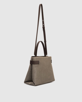 Brunello Cucinelli Essence Khaki Suede Bag with Lurex and Monel Chain MBDGD2503