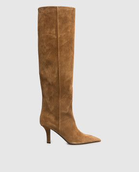 Amina Muaddi Christine Slouch Brown Suede Boots 15S365672CHR