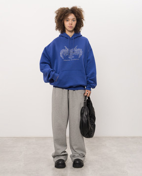 Vetements Blue printed hoodie MH27HD199BL