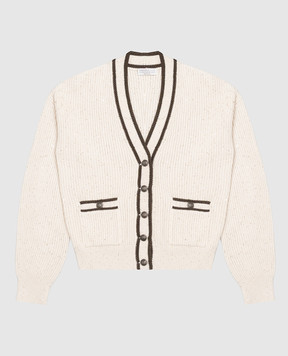 Brunello Cucinelli Children's beige cardigan with sequins BDVM77406C