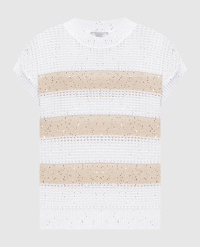 Peserico White striped knitted top S99147F059110F