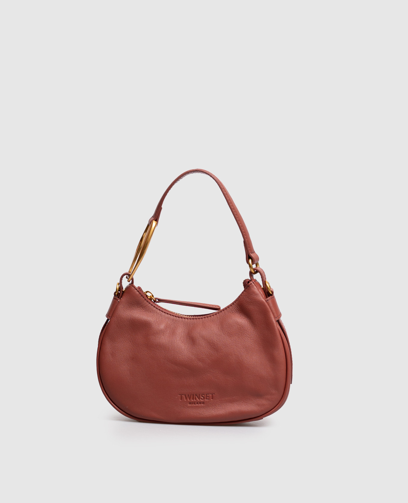 Burgundy logo embossed hobo bag