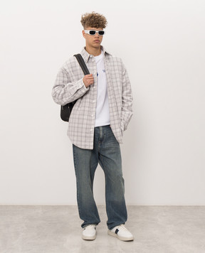 Off-White Gray checked shirt jacket 44MES01FF26F001