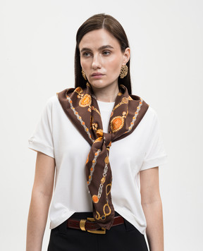Versace The Lover brown silk scarf 10016001A18022