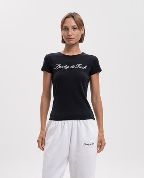Sporty & Rich Black T-shirt with crystals TO13071326BA01