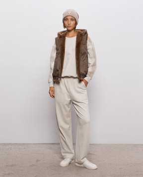 Brunello Cucinelli Brown reversible hooded vest MPMWE3080X