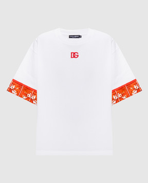 Dolce&Gabbana White T-shirt with monogram embroidery F8V06ZGDDT1