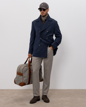 Brunello Cucinelli Blue double-breasted wool and cashmere coat MV45870265