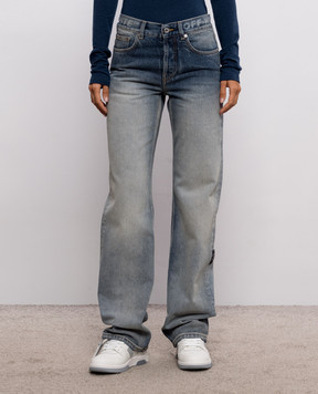Off-White Blue jeans with a worn effect 2FM00606B