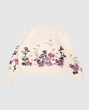 Dolce&Gabbana Children's beige cardigan with wool in floral embroidery L5KWMFJGMB76