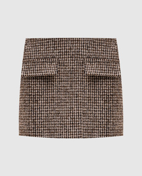Dondup Beige skirt with patterned wool G637FF0429DXXX