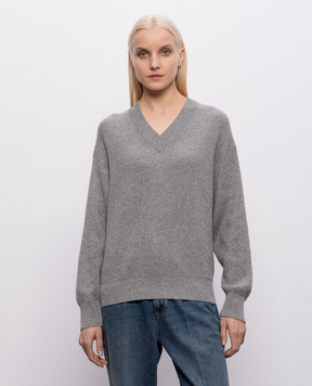 Brunello Cucinelli Gray cashmere pullover with lurex M1E224722P