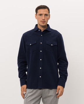 Brunello Cucinelli Blue shirt with cashmere MM840KC01