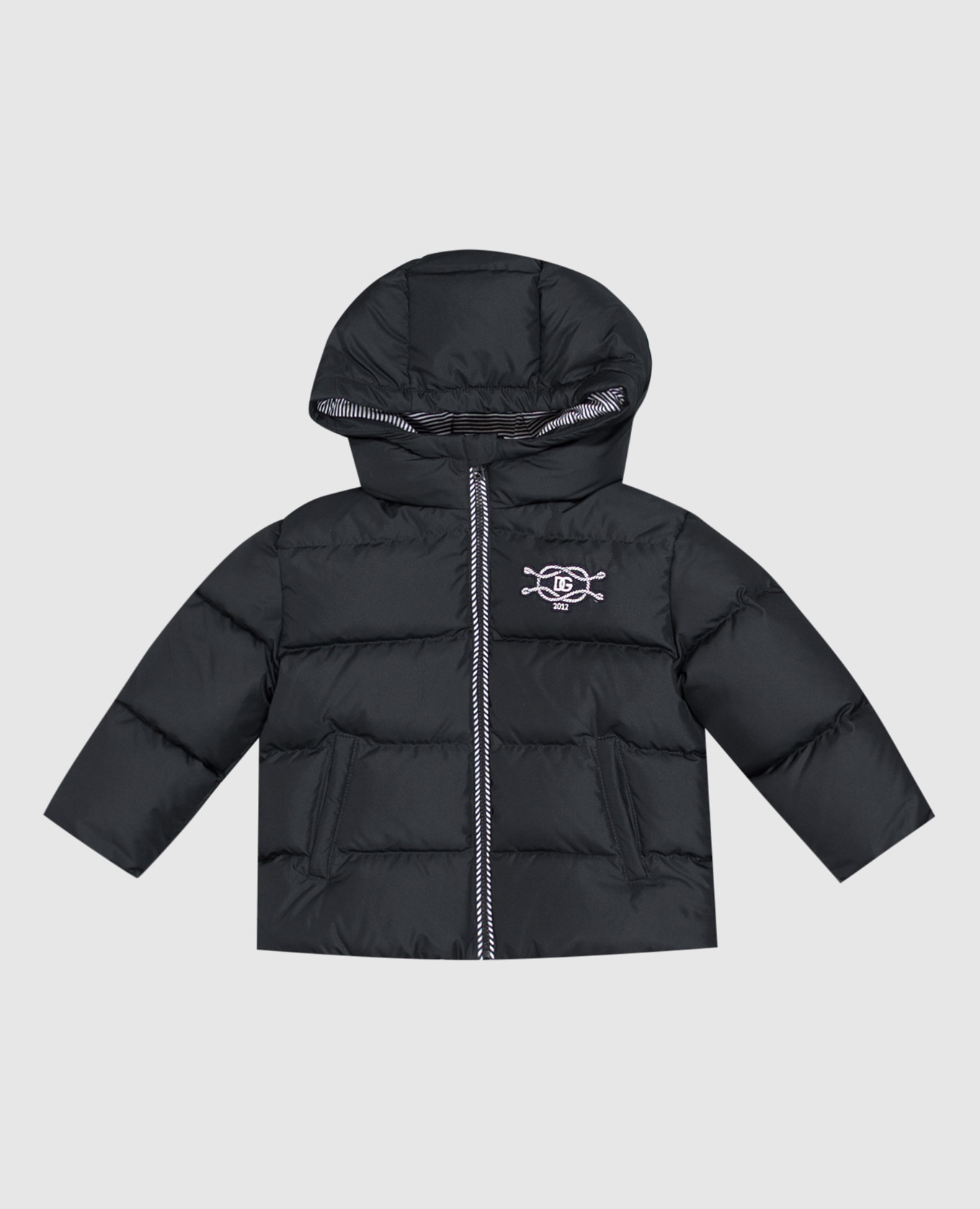 Children's blue down jacket with a patch Dolce&Gabbana