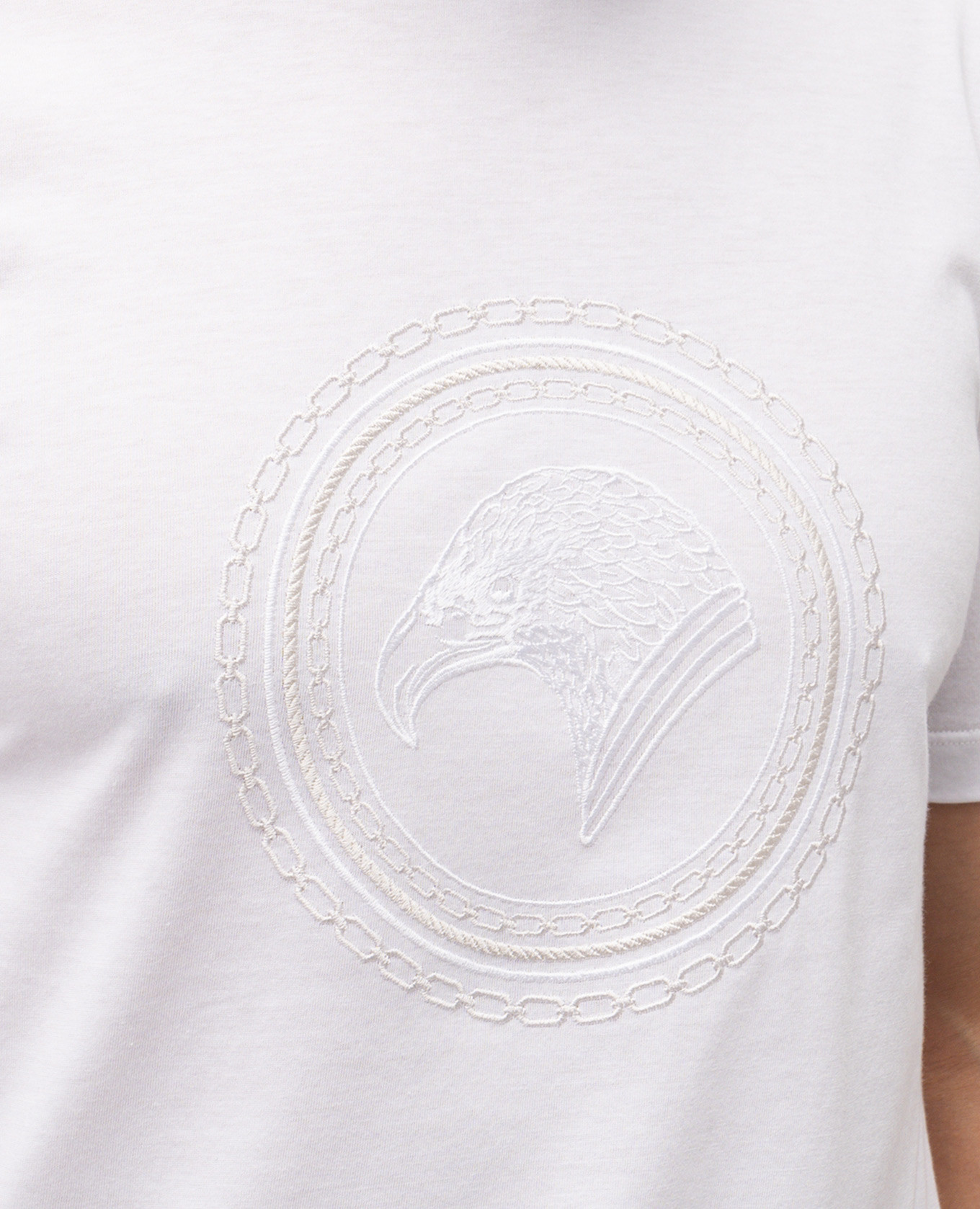 

White T-shirt with embroidered emblem Stefano Ricci