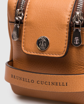 Brunello Cucinelli Brown leather toiletry bag with embossed logo MWTGBU334