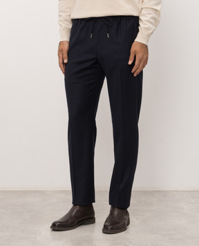 Bertolo Cashmere Blue wool and cashmere pants 000350001391
