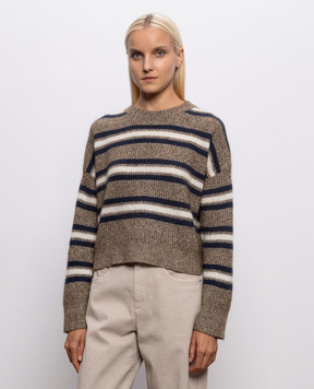 Brunello Cucinelli Brown striped cashmere and wool jumper MTX767910
