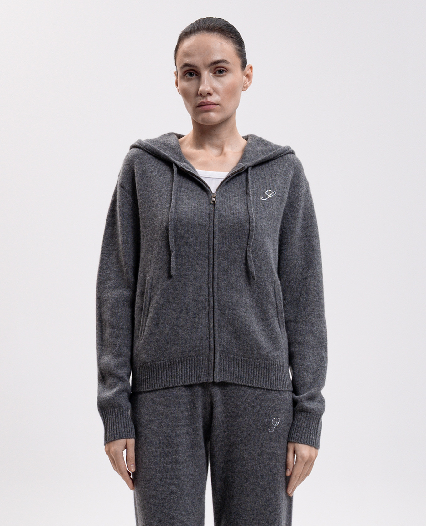 Grey cashmere and wool sports jacket Sporty & Rich 3
