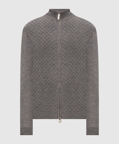 Gray cardigan made of wool, silk and cashmere