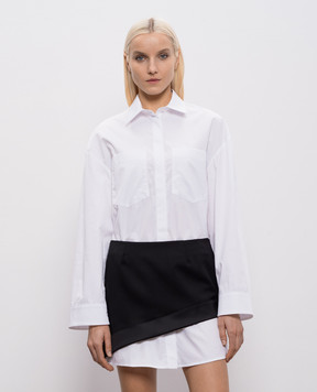 Dondup White shirt dress with asymmetrical skirt DA493CF0200MXXX