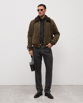 Saint Laurent Khaki sheepskin coat 837294YC2TB