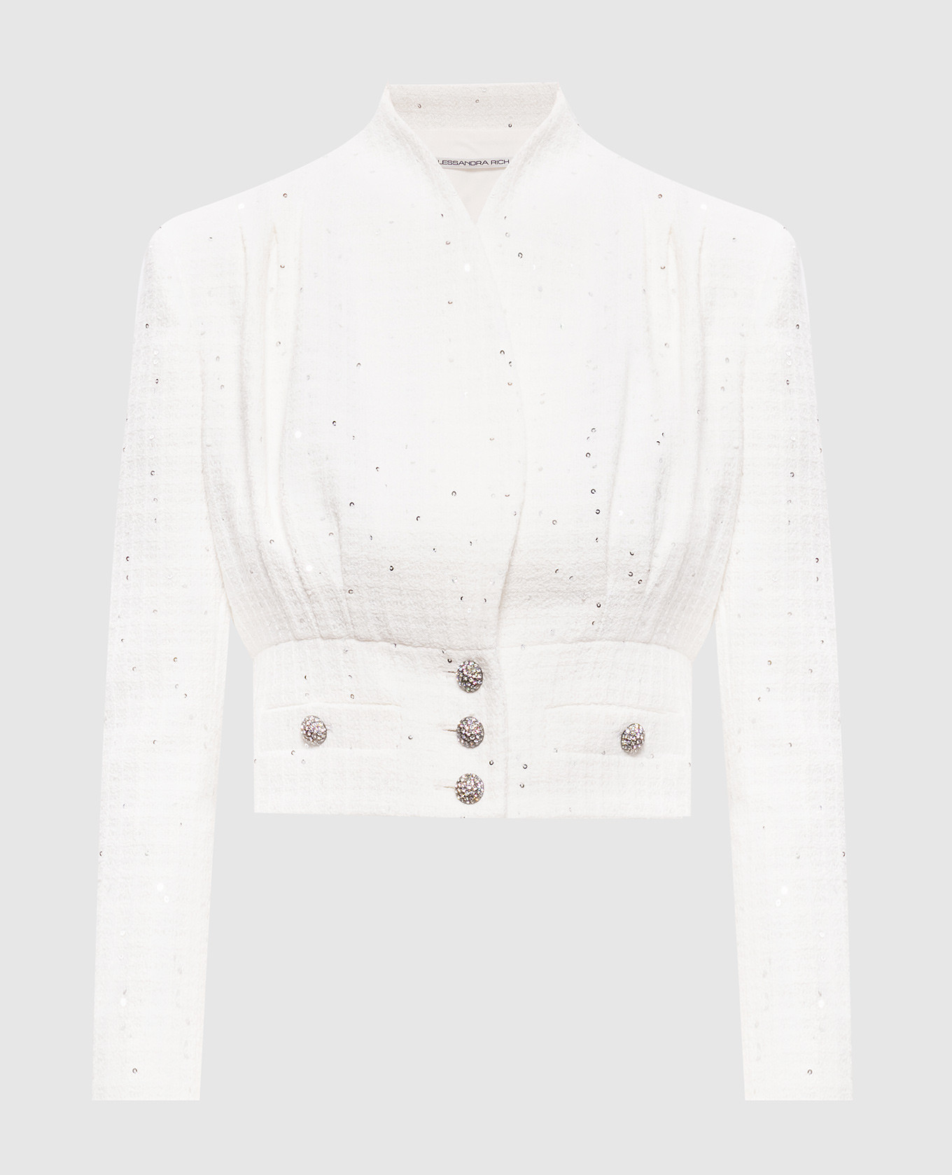 

White tweed cropped jacket with sequins Alessandra Rich