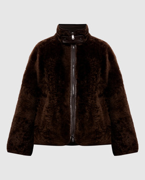 Brunello Cucinelli Brown reversible jacket with fur MPMBP7225