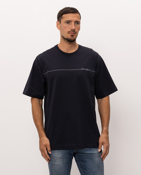 Dolce&Gabbana Blue T-shirt with embroidered logo G8PN9ZG7P9N