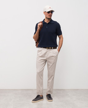 Brunello Cucinelli Blue polo with linen M2L707715