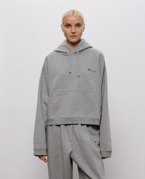 Vetements Grey reversible hoodie with logo embroidery MH27HD223G