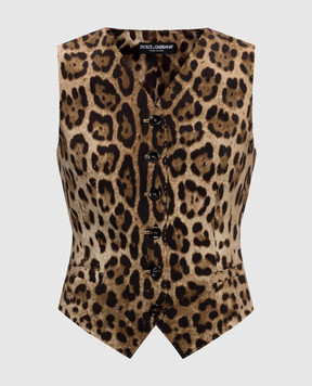 Dolce&Gabbana Leopard print wool and silk vest F79H6TFSBAV