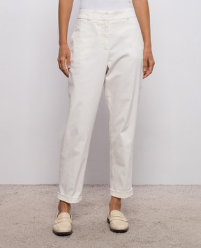 Peserico Ivory trousers with lapels A04680T302479
