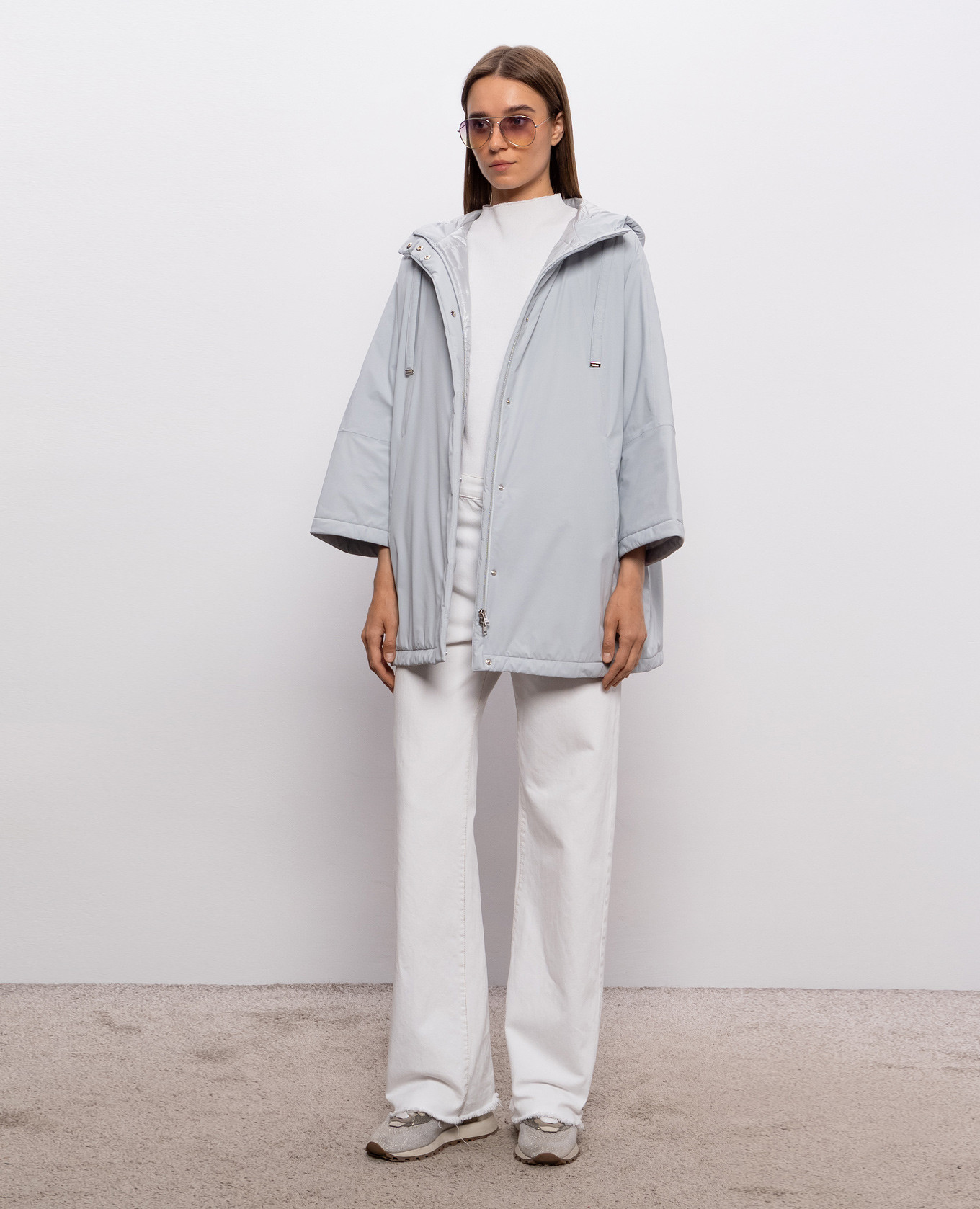

Blue hooded jacket with logo Herno, Light blue