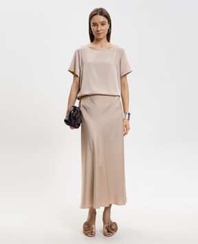 Allude Beige silk midi skirt 26284005