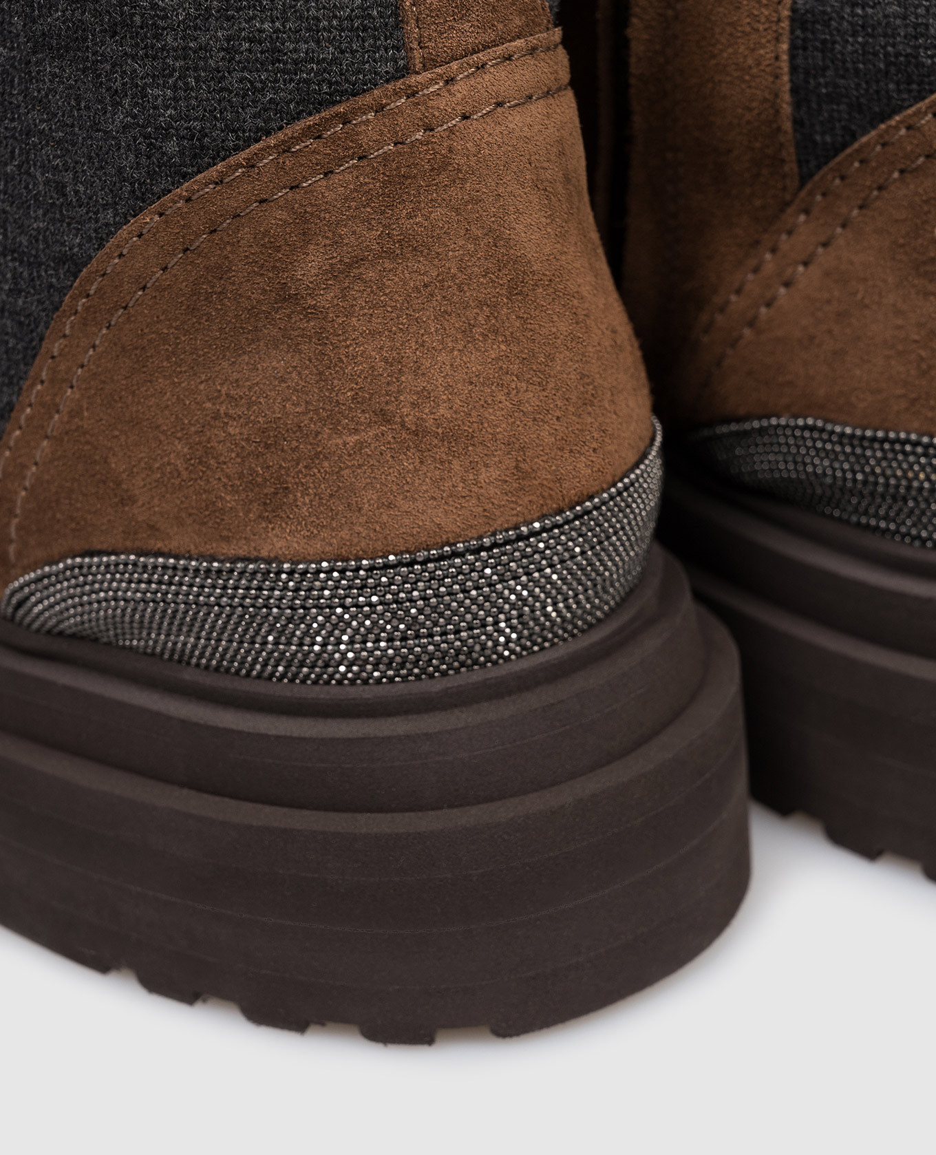Suede brown boots with monil chain Brunello Cucinelli 5
