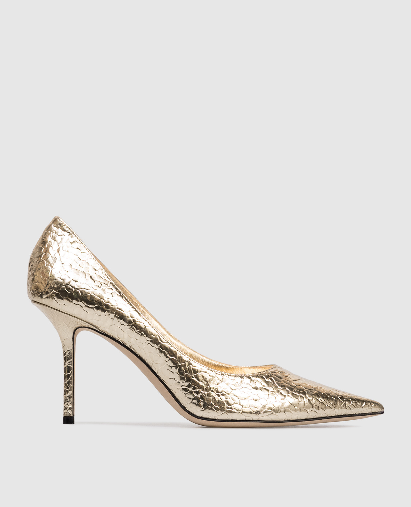 

Love gold leather shoes with reptile leather embossing Jimmy Choo, Golden