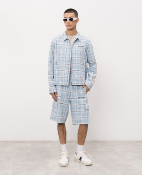 Palm Angels Blue checked cargo shorts PMCS014S26FAB001