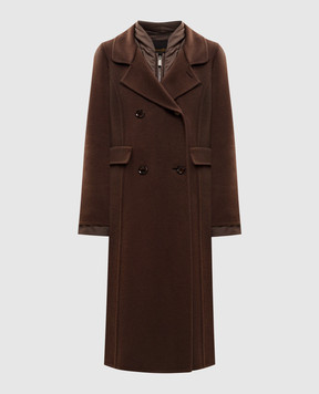 MooRER Almeida brown double-breasted wool and cashmere coat with removable down jacket ALMEIDACWX