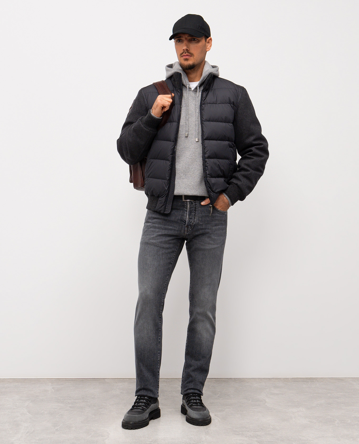 

Gray cashmere and wool hoodie Peserico, Grey