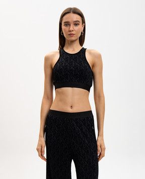 Palm Angels Black top with lurex PWHT011R24KNI001