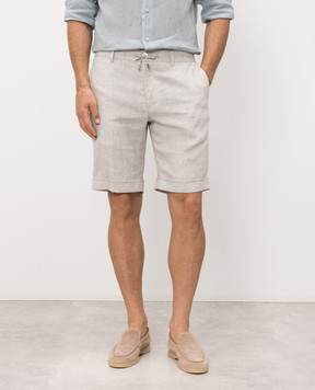 Stefano Ricci Gray linen shorts with embroidery MCT80R0016L0005Q