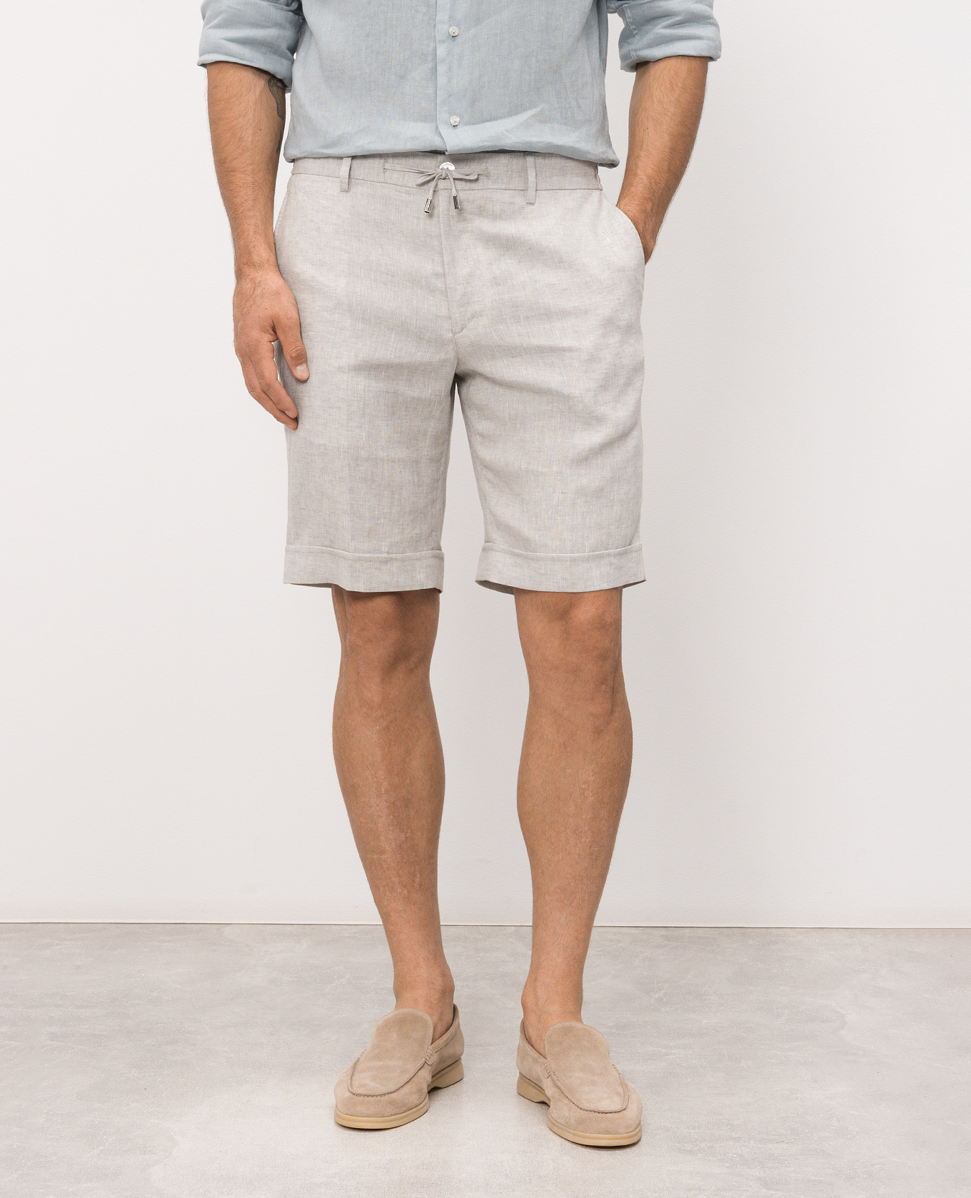 

Gray linen shorts with embroidery Stefano Ricci, Grey