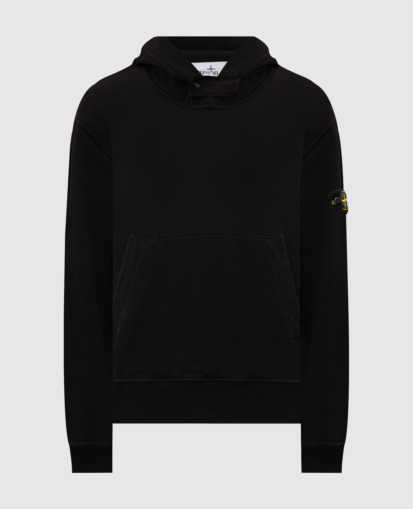Black hoodie with logo patch