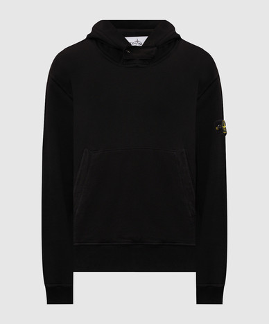 Black hoodie with logo patch