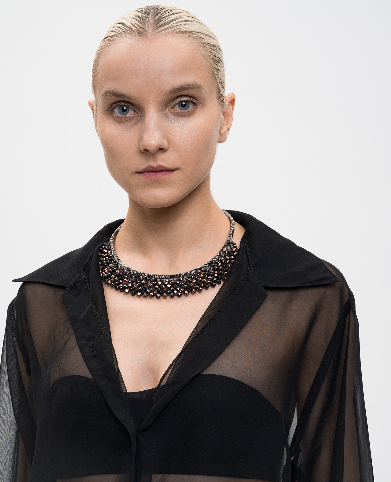 Necklace with monil chain and Punto Luce beads Peserico 2