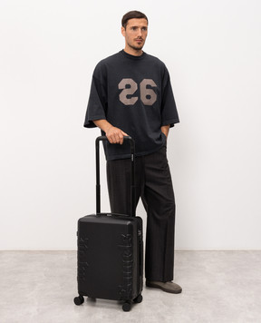 Palm Angels Black suitcase with textured lettering PMNG002S26PLA001
